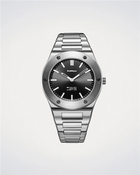 Orologio D1 Milano Groovy Black Ultra Thin 39 mm in Acciaio D1-UCBU01 - D1-UCBU01